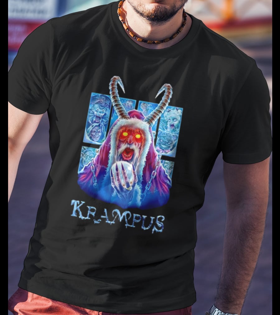 Krampus The Shadow Of St Nick With Horned Demon And Scary Faces T-Shirt