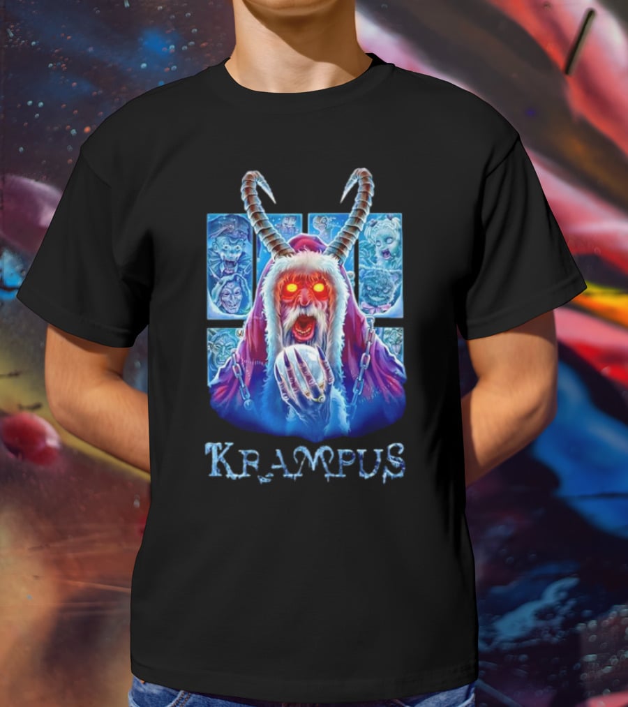 Krampus The Shadow Of St Nick With Horned Demon And Scary Faces T-Shirt