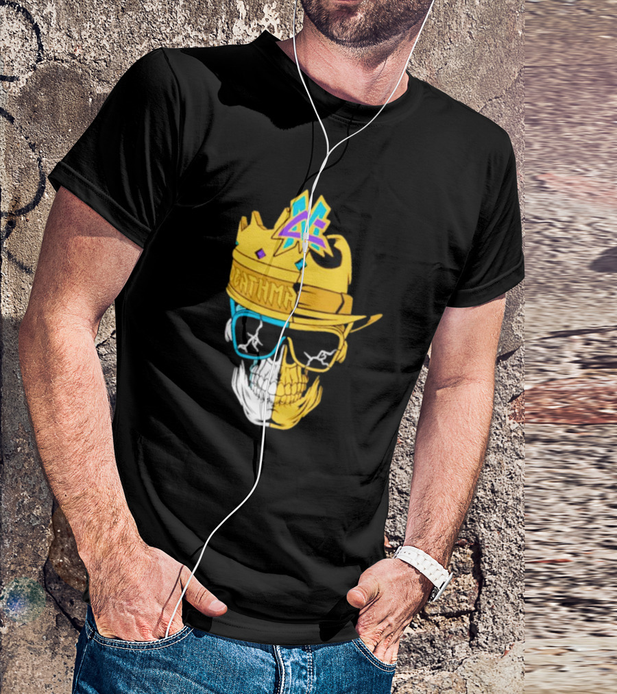 Matt Cardona Deathmatch God Crowned Skull With Sunglasses And Crown Split T-Shirt