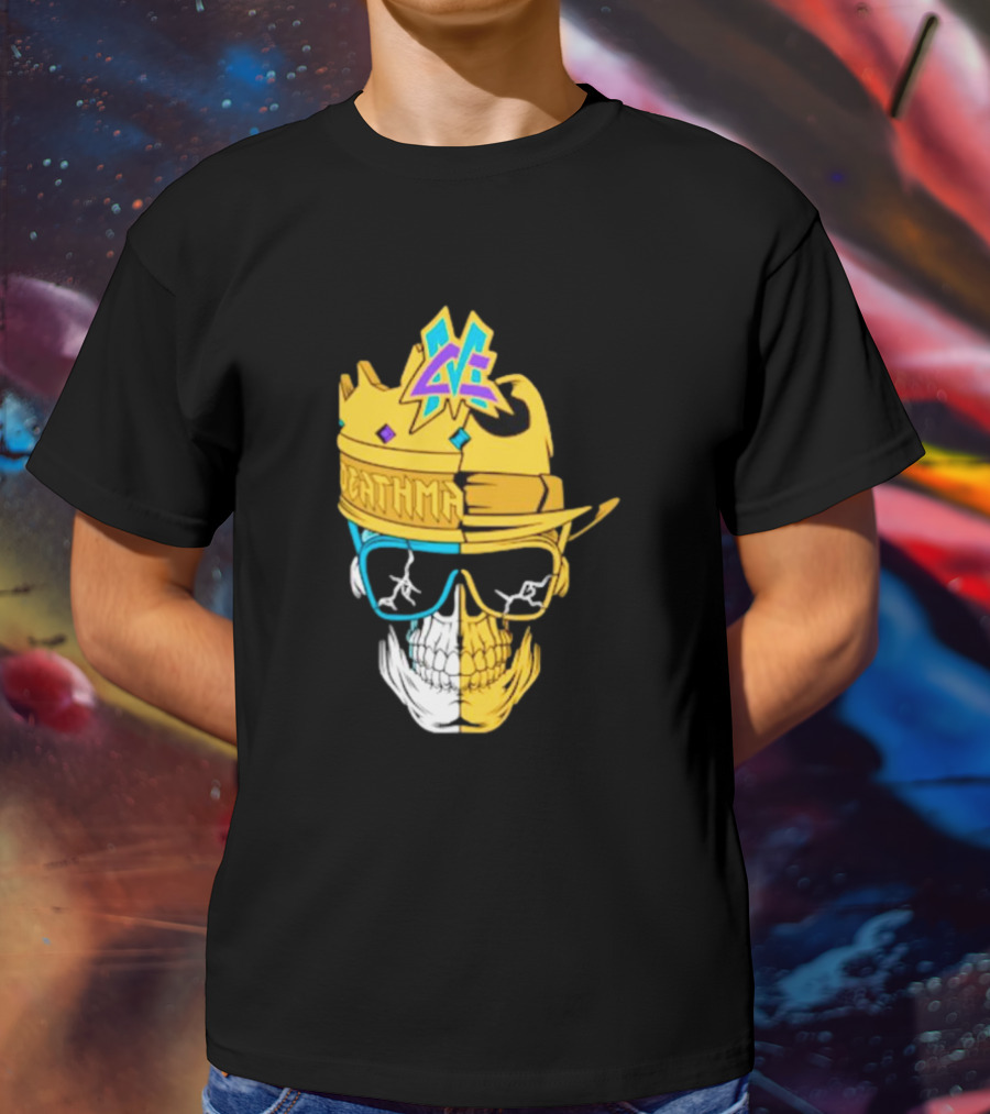 Matt Cardona Deathmatch God Crowned Skull With Sunglasses And Crown Split T-Shirt