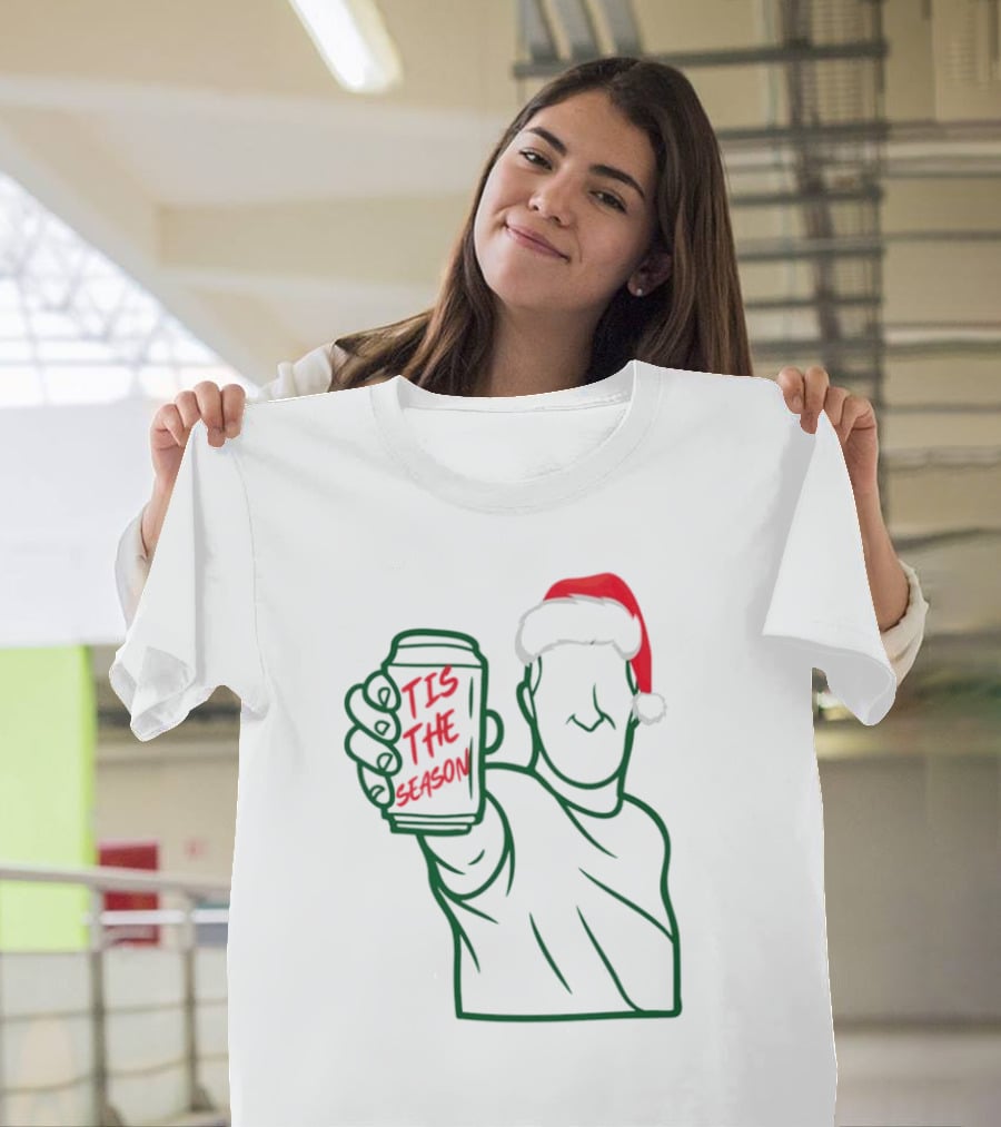 Tis The Season Beer Santa Hat Cheers T-Shirt