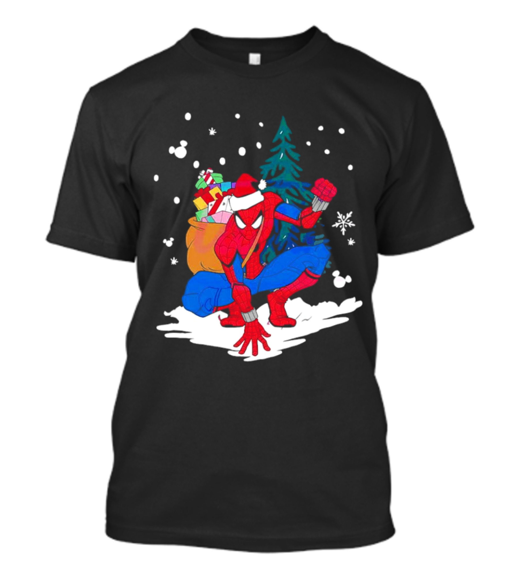 Spiderman Santa Christmas Tree Snow Presents T-Shirt