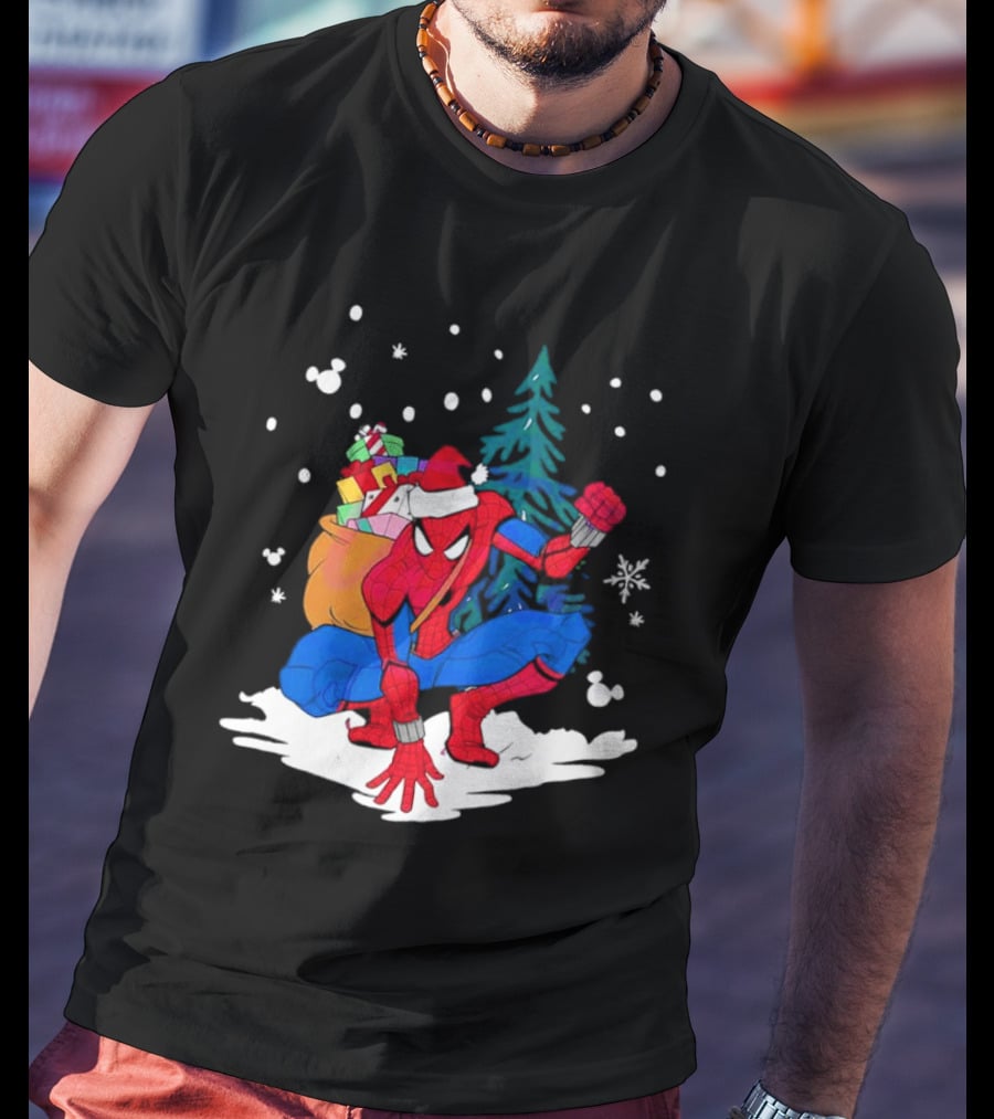 Spiderman Santa Christmas Tree Snow Presents T-Shirt