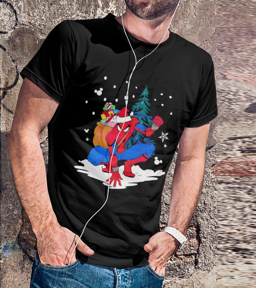 Spiderman Santa Christmas Tree Snow Presents T-Shirt