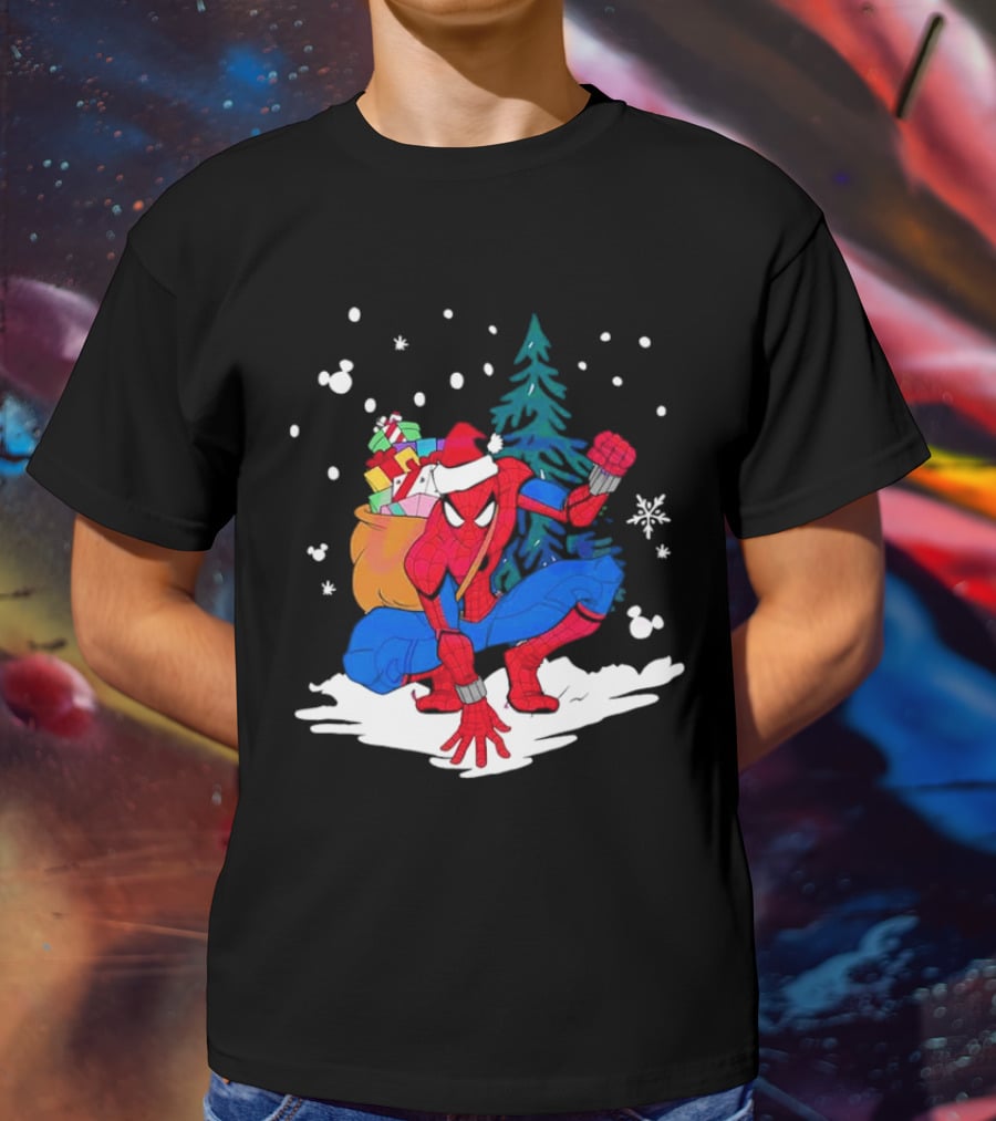Spiderman Santa Christmas Tree Snow Presents T-Shirt