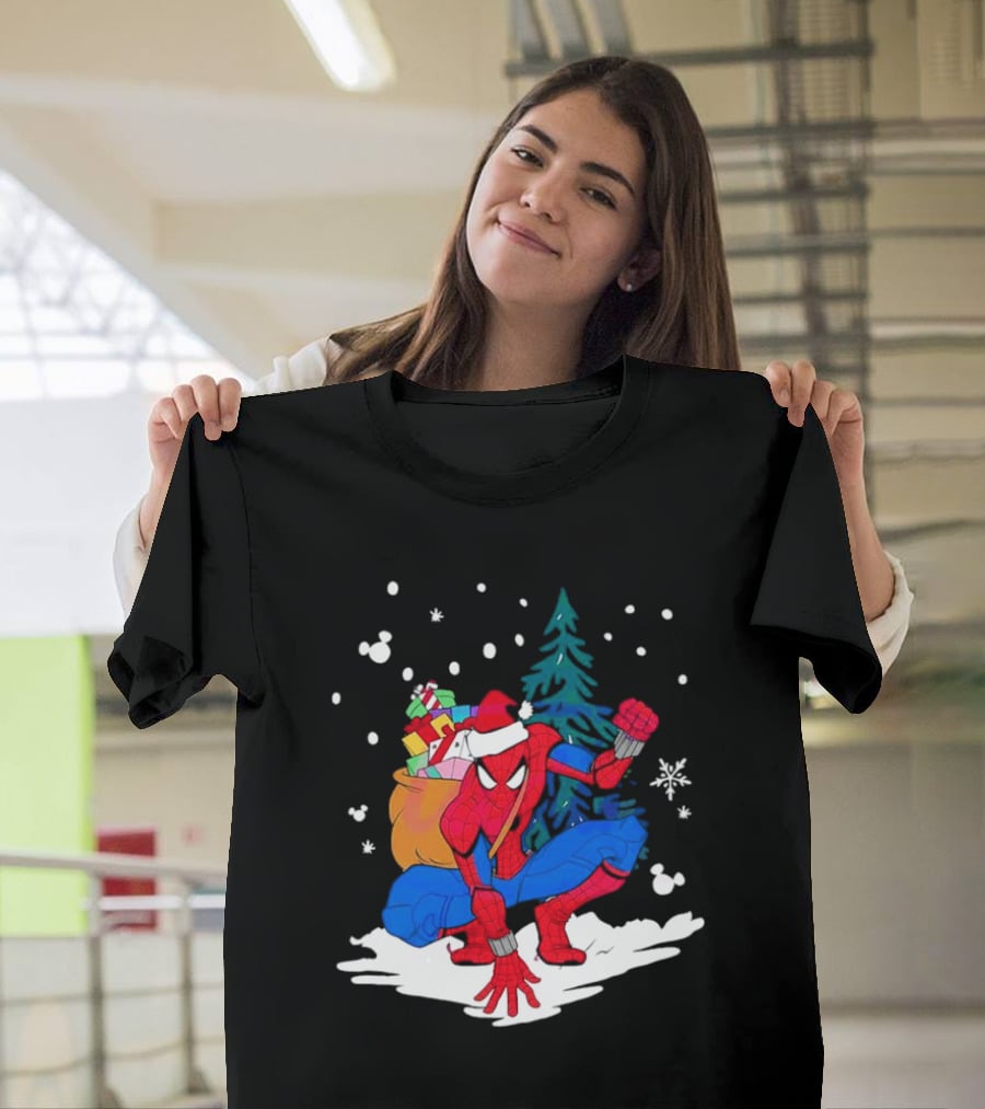 Spiderman Santa Christmas Tree Snow Presents T-Shirt