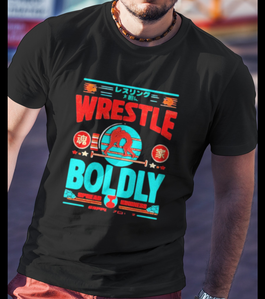 Wrestle Boldly Spread Kindness Wrestling Iconic Symbols T-Shirt