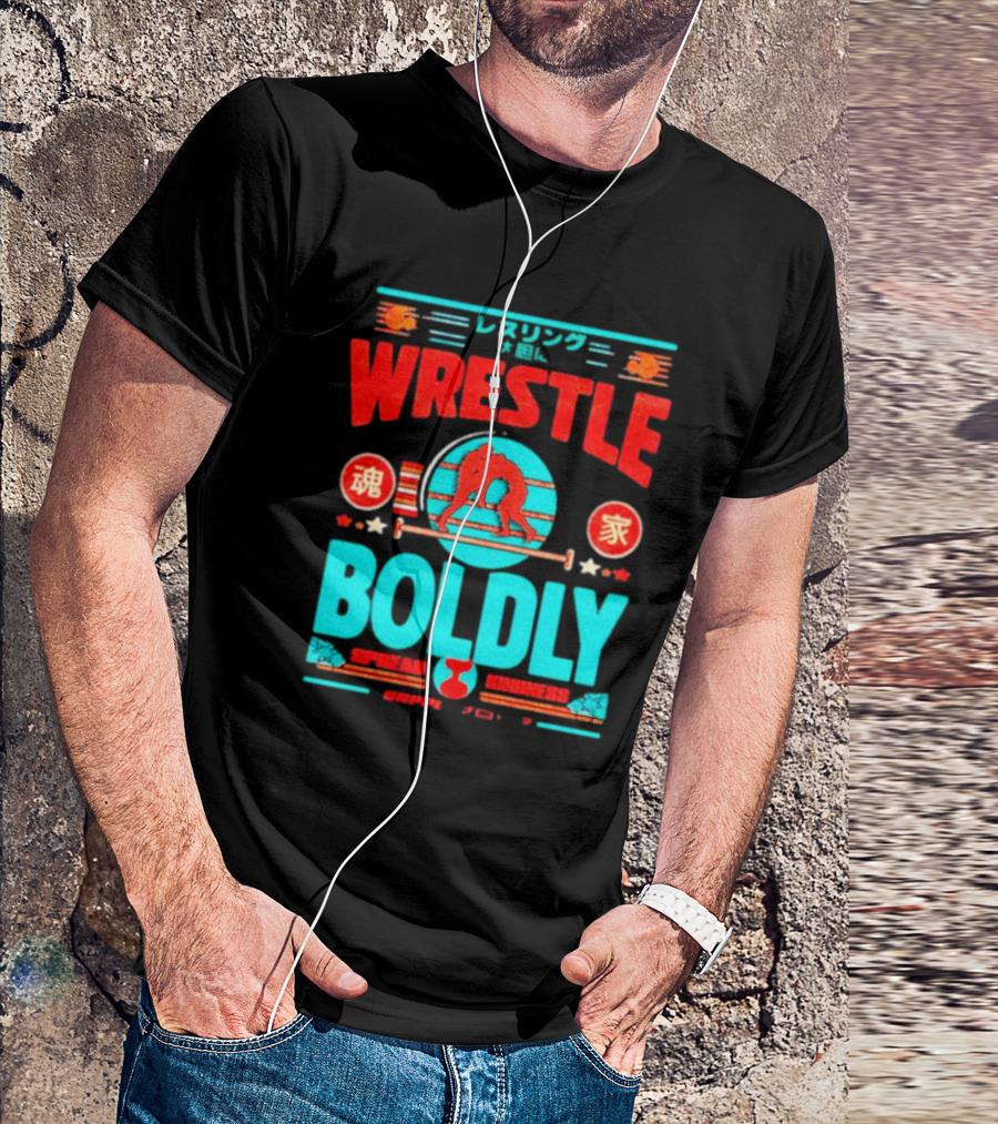 Wrestle Boldly Spread Kindness Wrestling Iconic Symbols T-Shirt