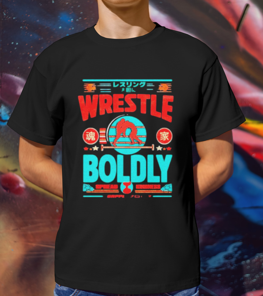Wrestle Boldly Spread Kindness Wrestling Iconic Symbols T-Shirt