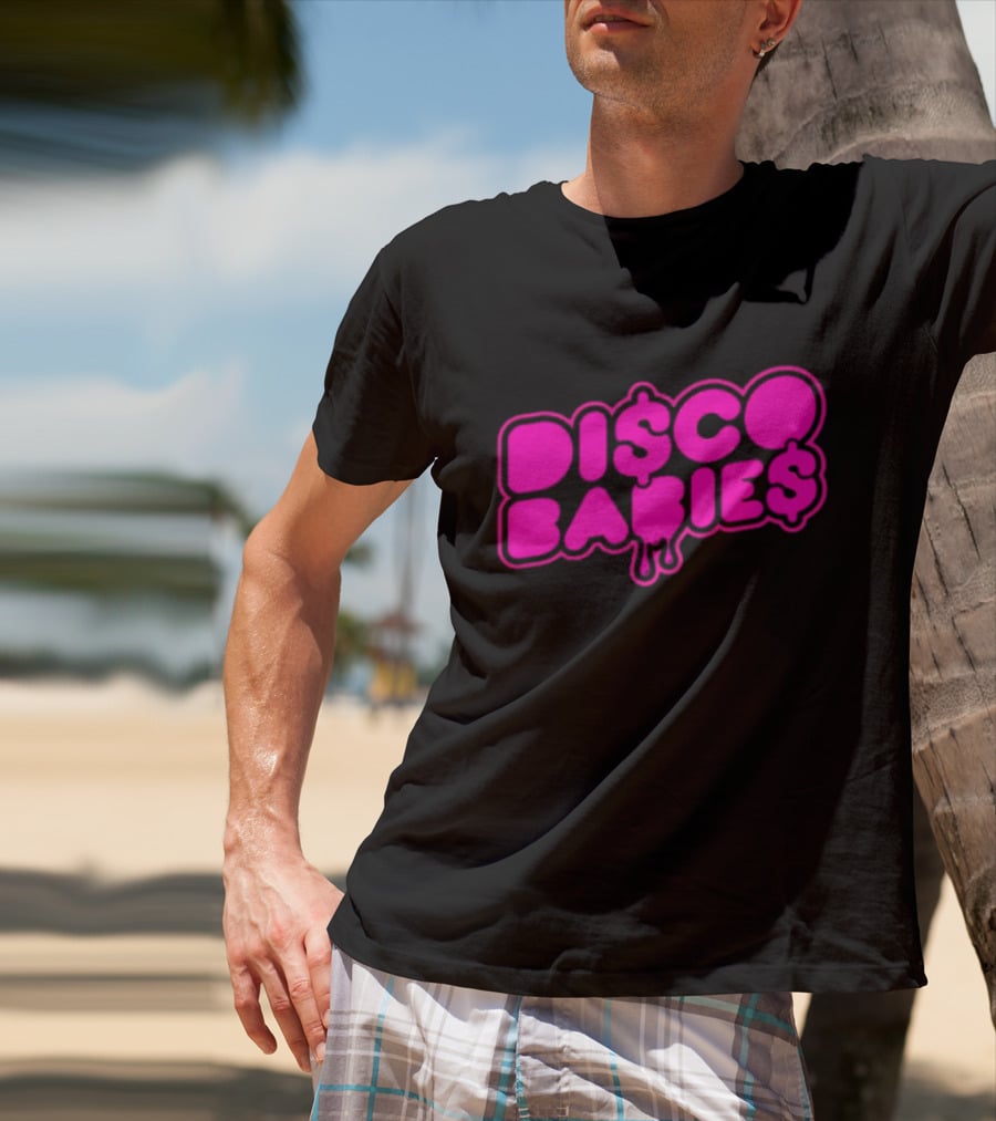 Disco Babies Neon Pink Dripping Dollar Sign Remix T-Shirt