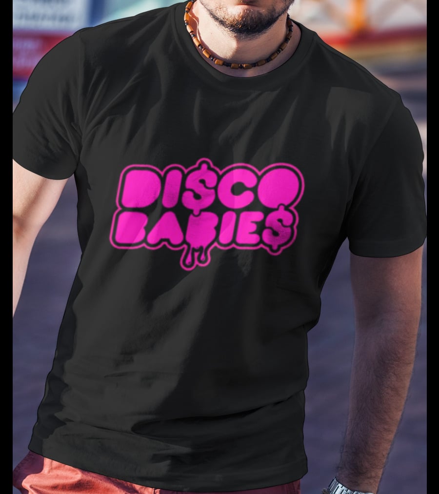 Disco Babies Neon Pink Dripping Dollar Sign Remix T-Shirt