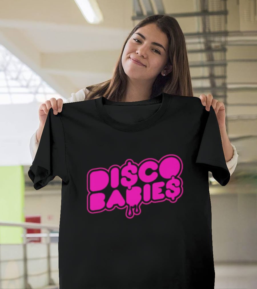 Disco Babies Neon Pink Dripping Dollar Sign Remix T-Shirt