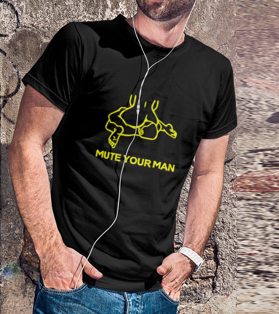 Mute Your Man Yellow Figure Outline T-Shirt