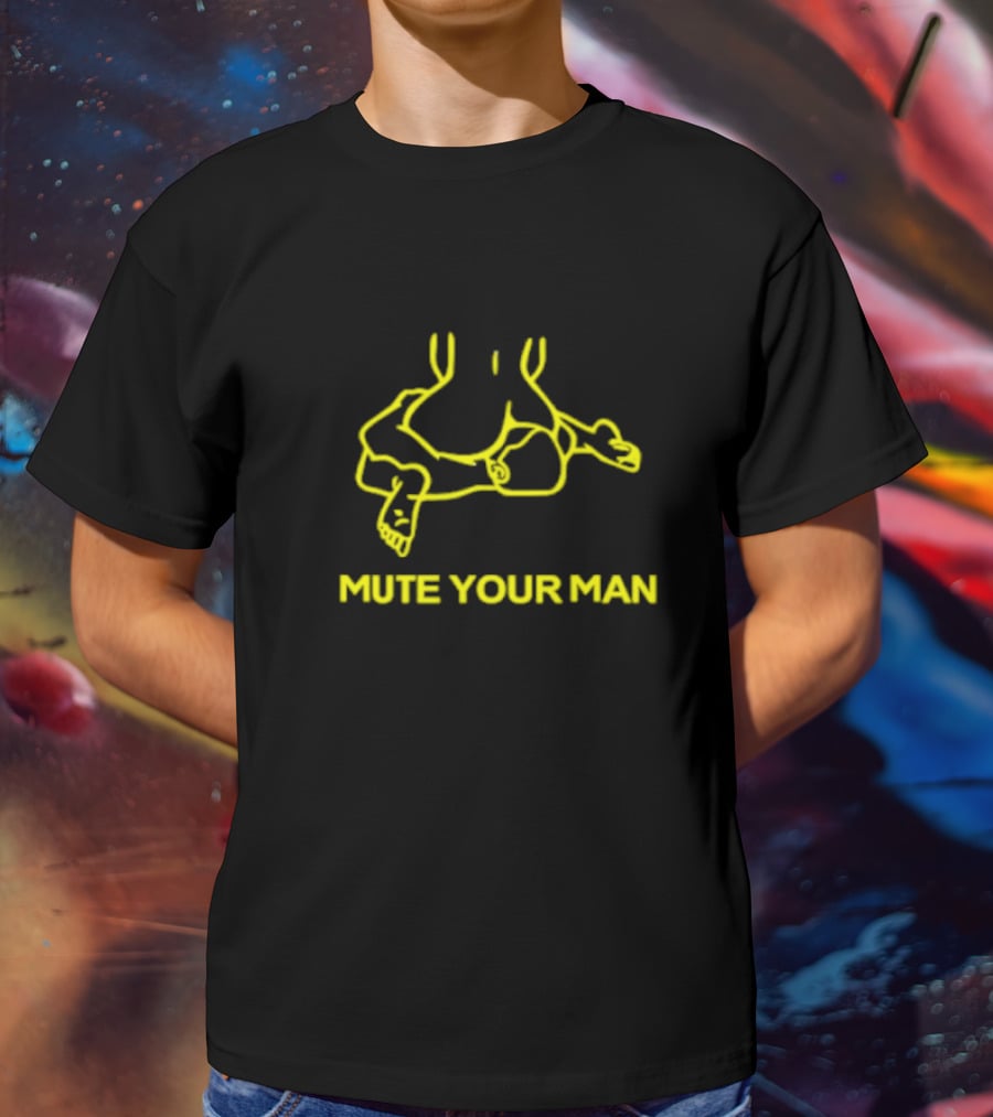 Mute Your Man Yellow Figure Outline T-Shirt