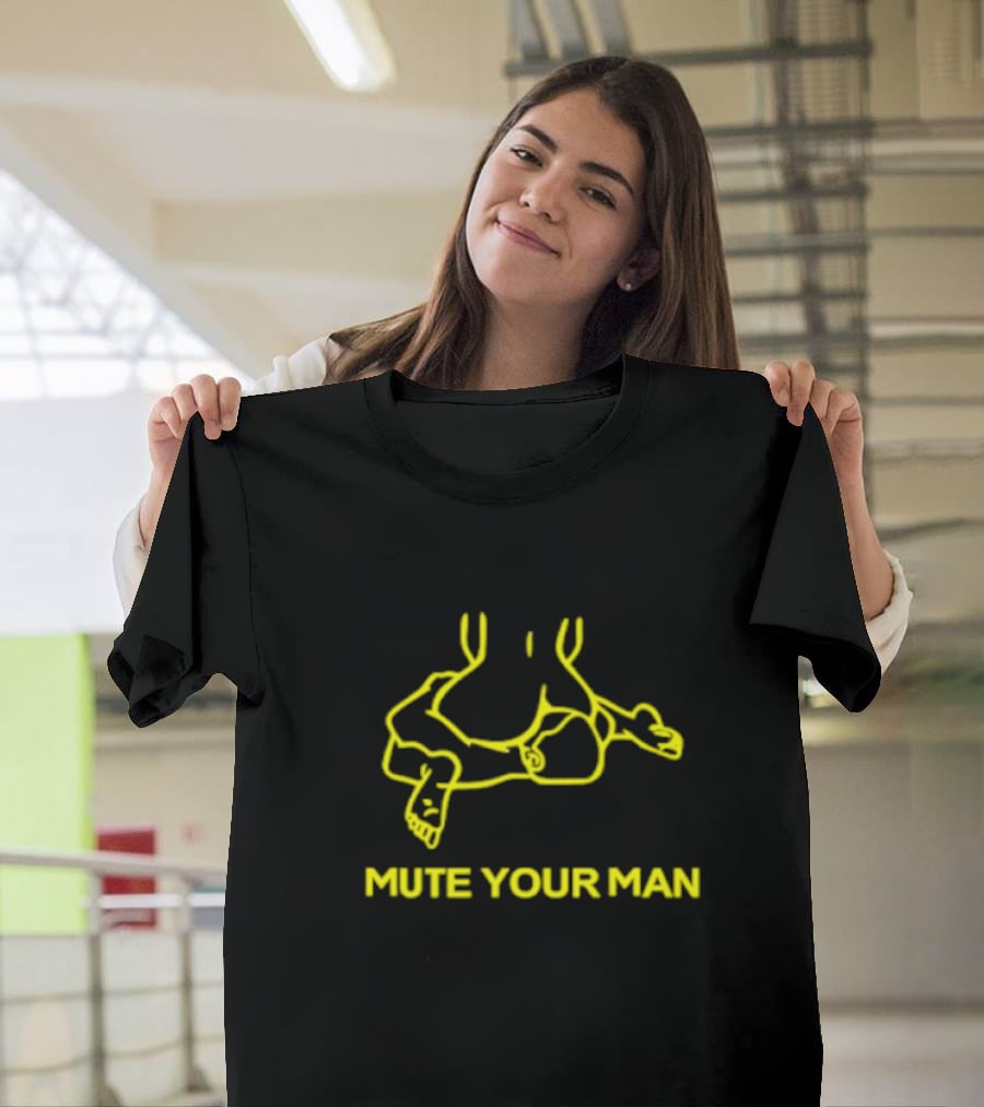 Mute Your Man Yellow Figure Outline T-Shirt