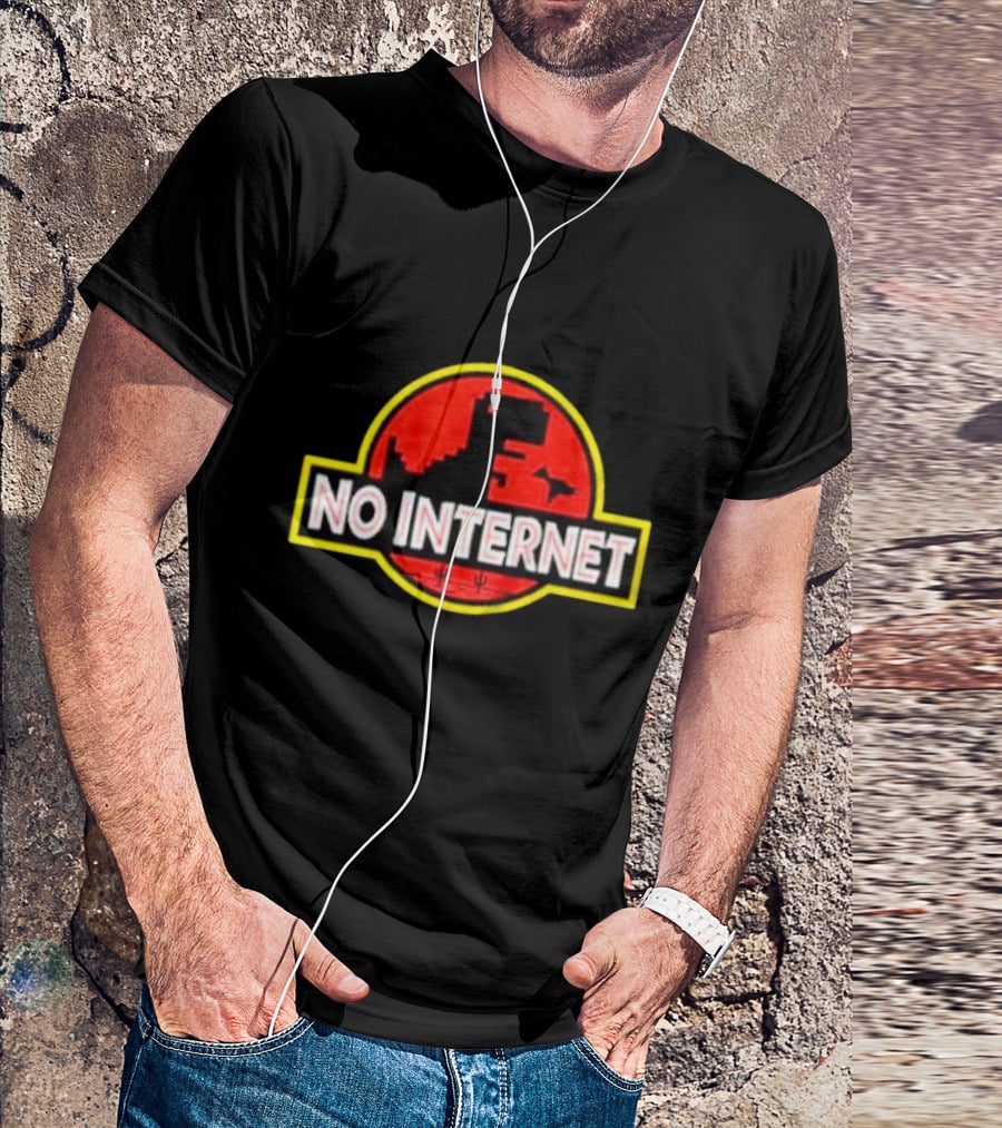 No Internet Dinosaur Jurassic Park T-Shirt
