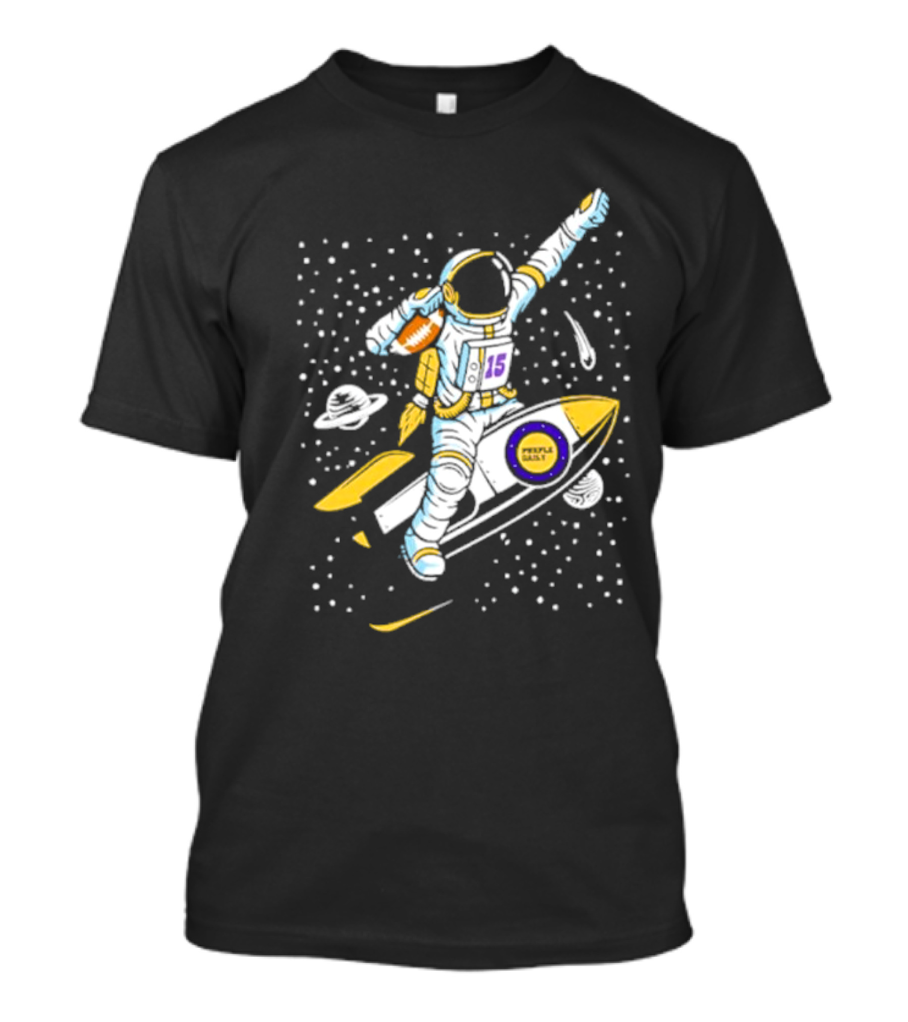 Phil Mackey Purple Daily Passtronaut Football Astronaut Galaxy Surfing 15 Space Adventure T-Shirt