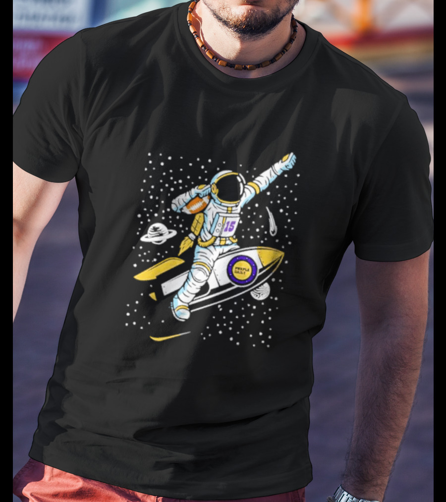 Phil Mackey Purple Daily Passtronaut Football Astronaut Galaxy Surfing 15 Space Adventure T-Shirt