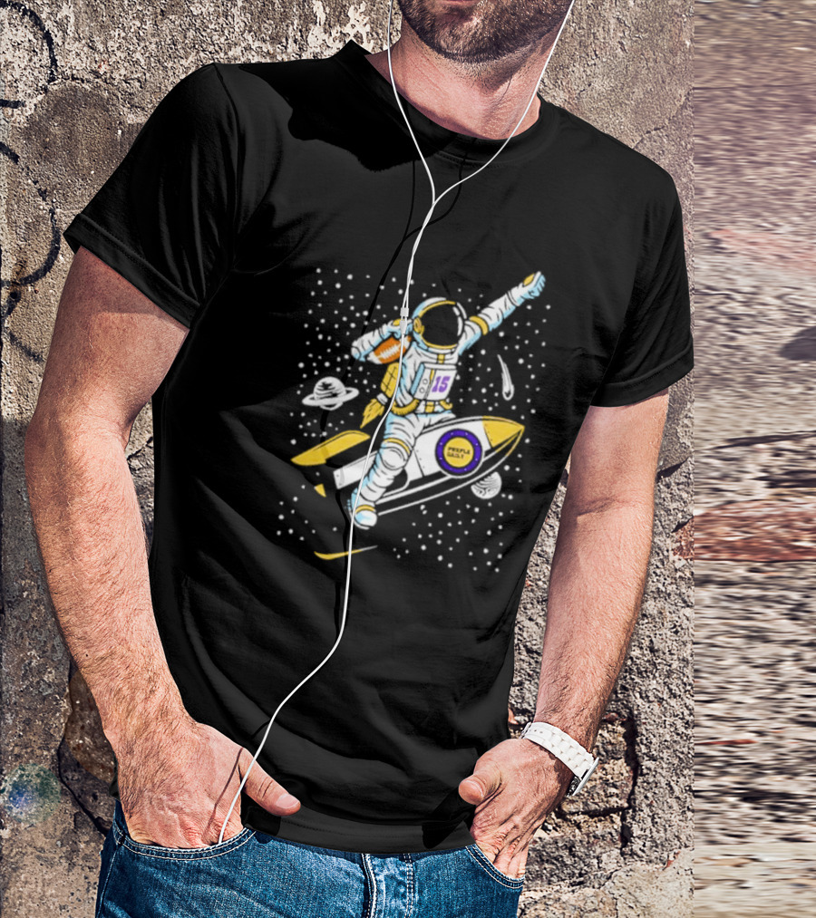 Phil Mackey Purple Daily Passtronaut Football Astronaut Galaxy Surfing 15 Space Adventure T-Shirt
