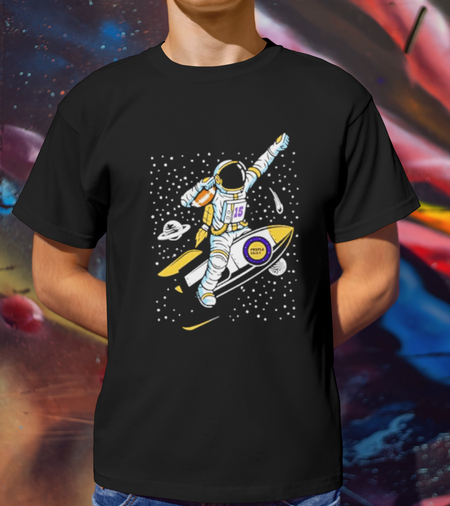 Phil Mackey Purple Daily Passtronaut Football Astronaut Galaxy Surfing 15 Space Adventure T-Shirt