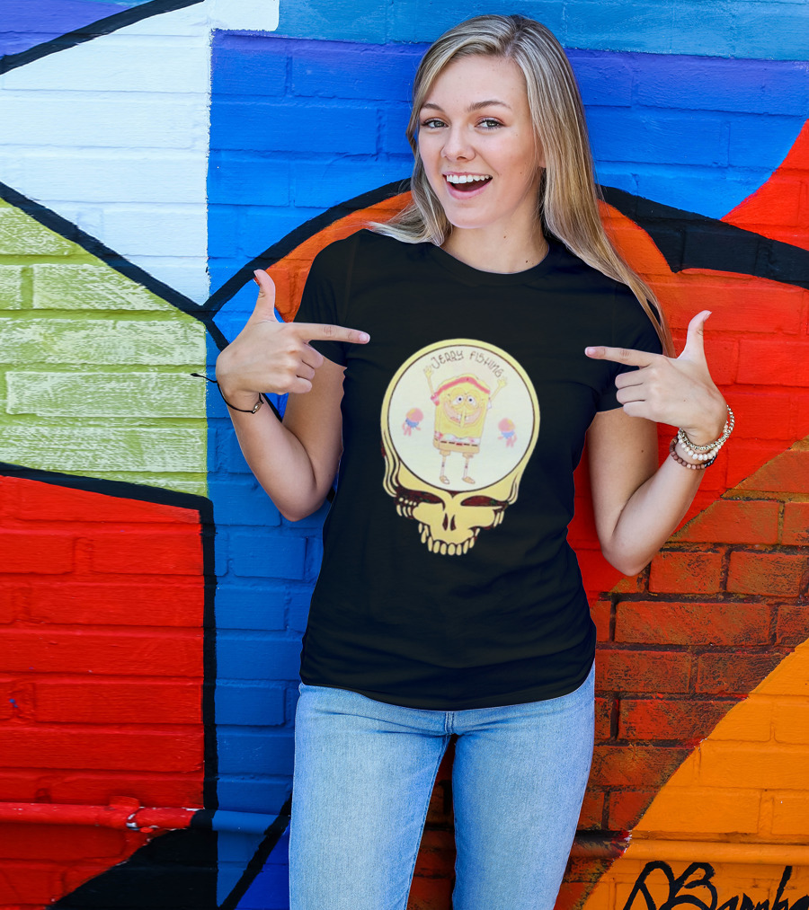 SpongeBob Jerry Fishing Grateful Dead Skull T-Shirt
