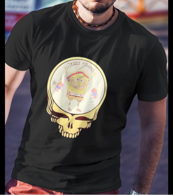 SpongeBob Jerry Fishing Grateful Dead Skull T-Shirt