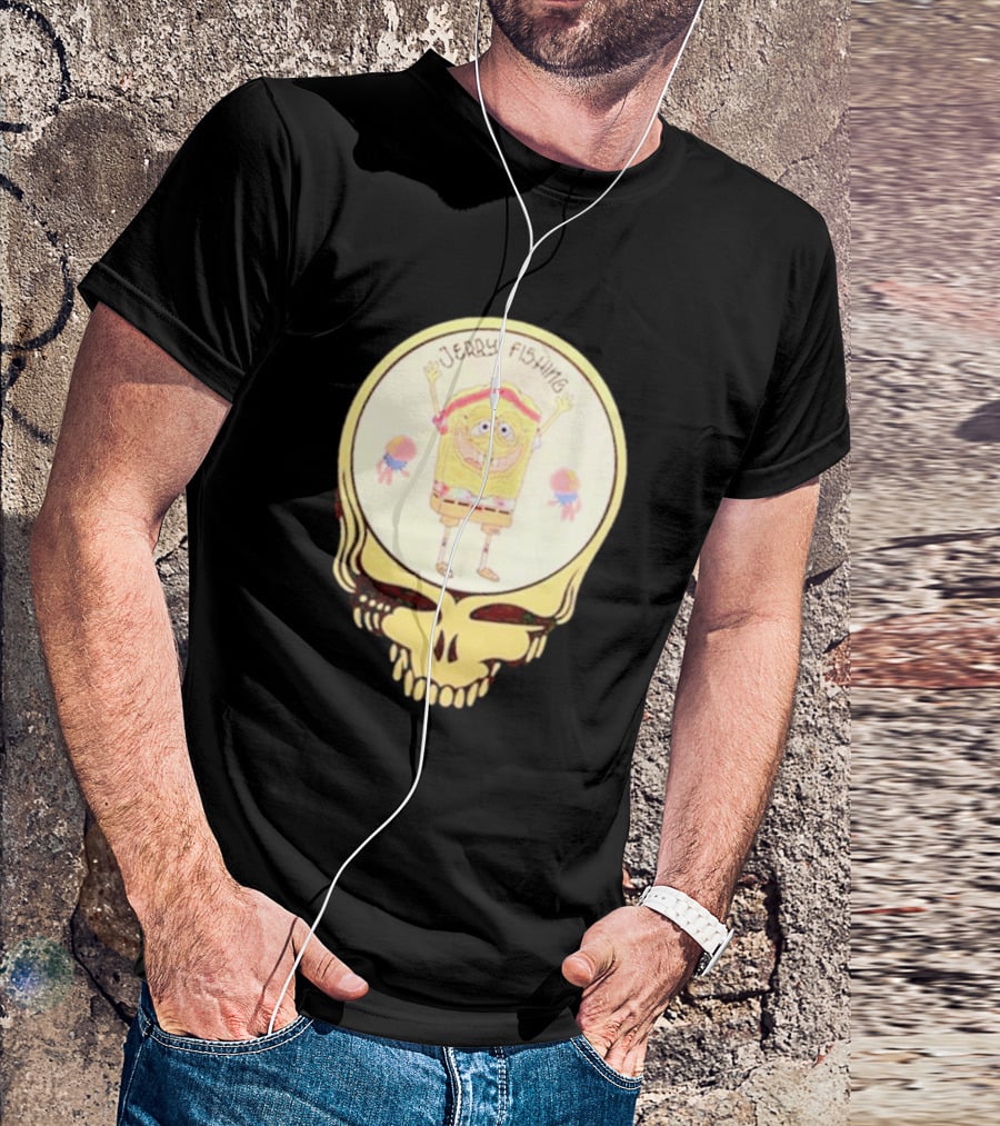 SpongeBob Jerry Fishing Grateful Dead Skull T-Shirt