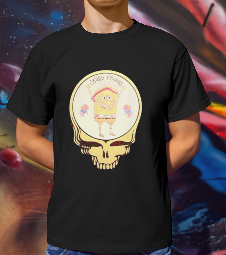 SpongeBob Jerry Fishing Grateful Dead Skull T-Shirt