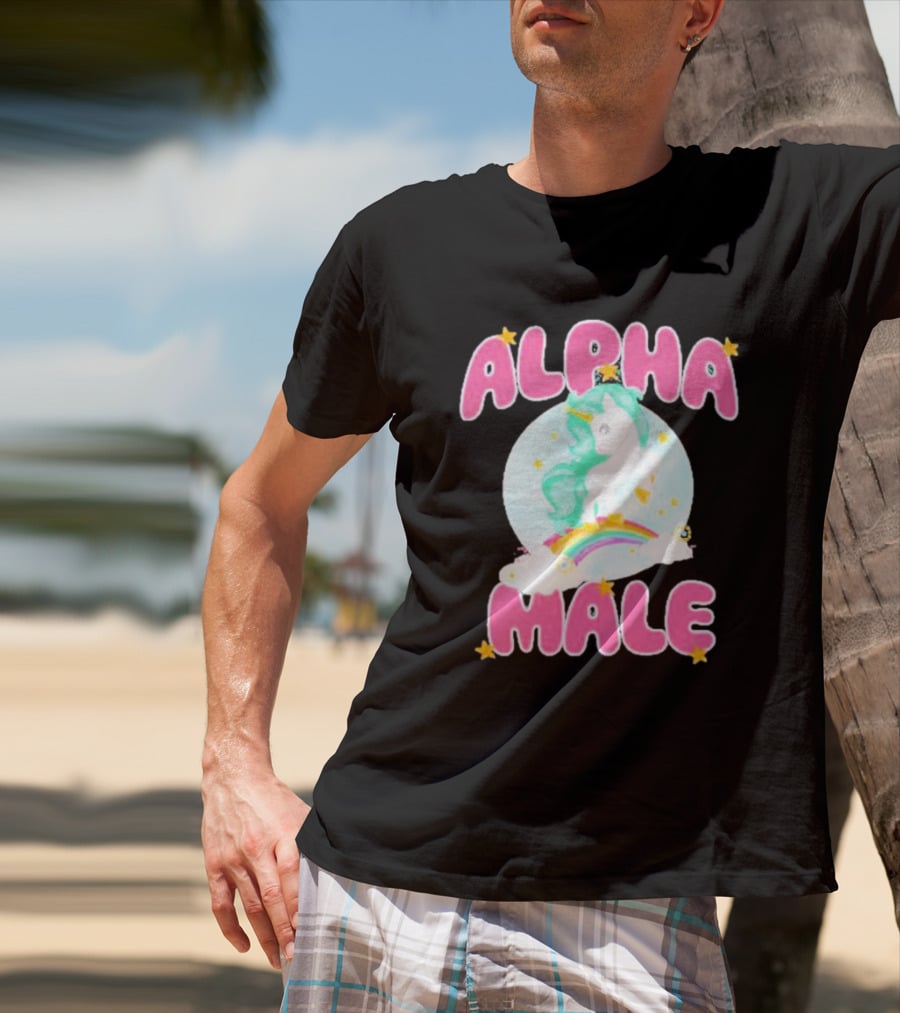 Alanalintao Alpha Male Unicorn Rainbow Stars T-Shirt