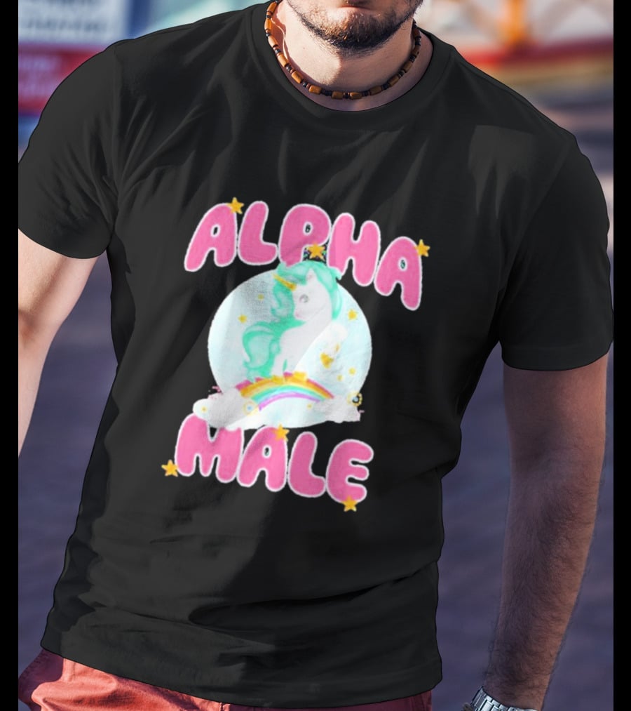 Alanalintao Alpha Male Unicorn Rainbow Stars T-Shirt