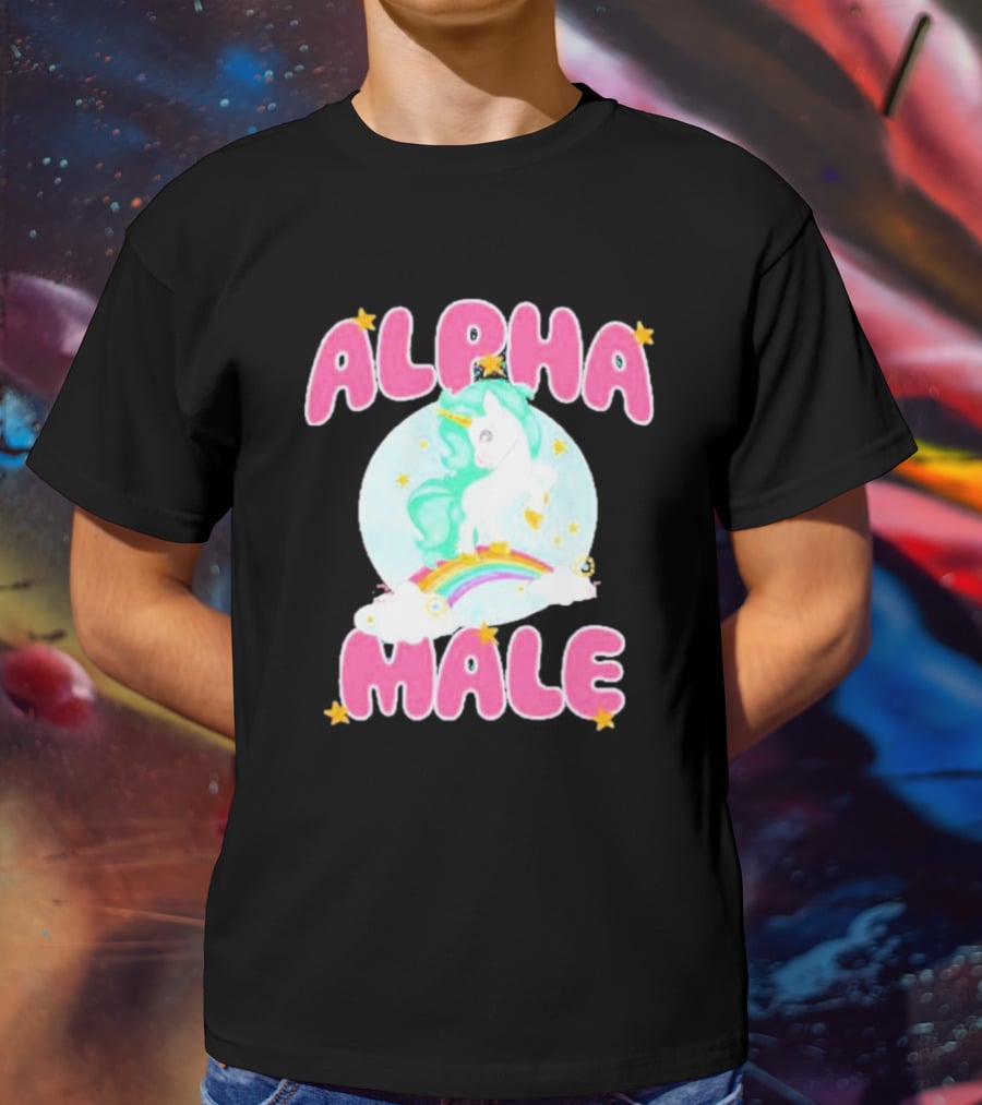 Alanalintao Alpha Male Unicorn Rainbow Stars T-Shirt