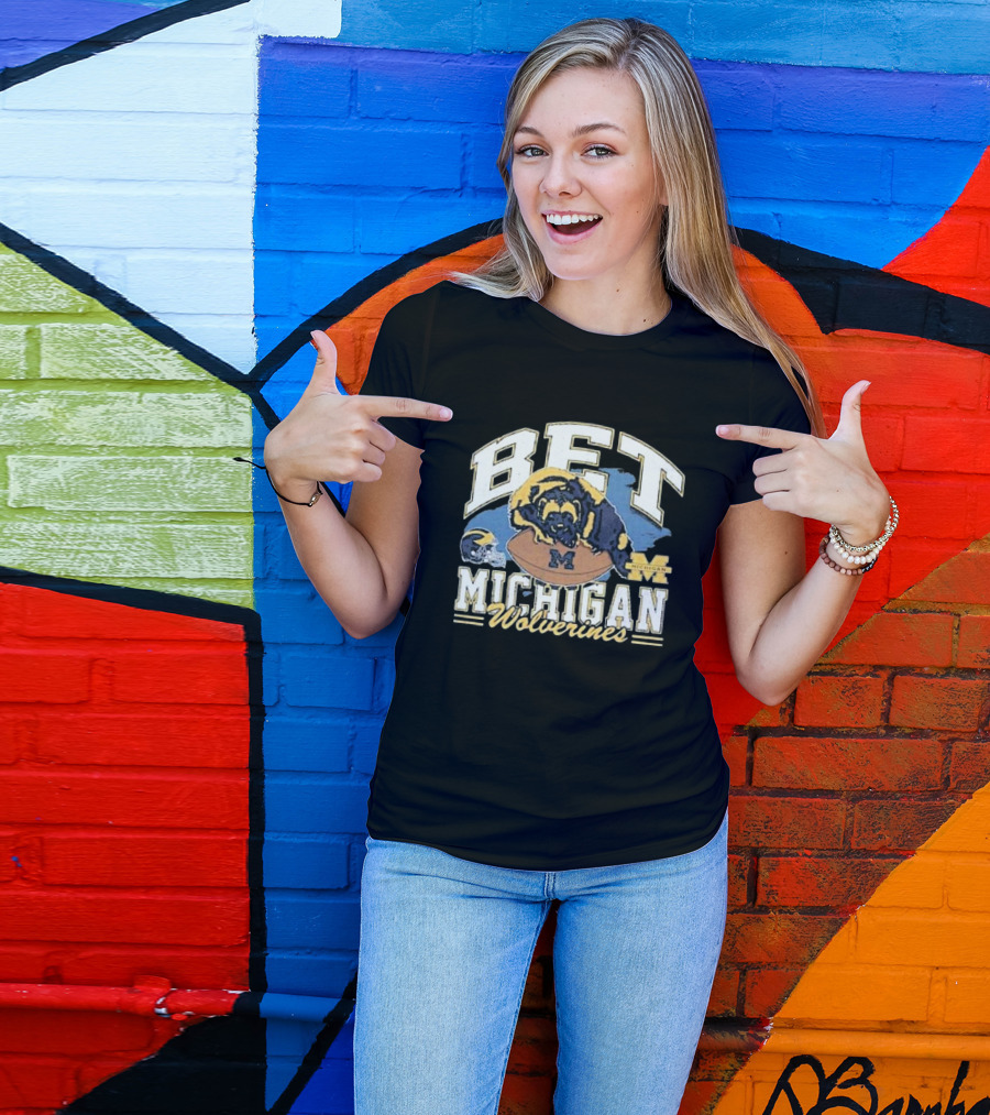 Bet Michigan Wolverines Helmet Football T-Shirt
