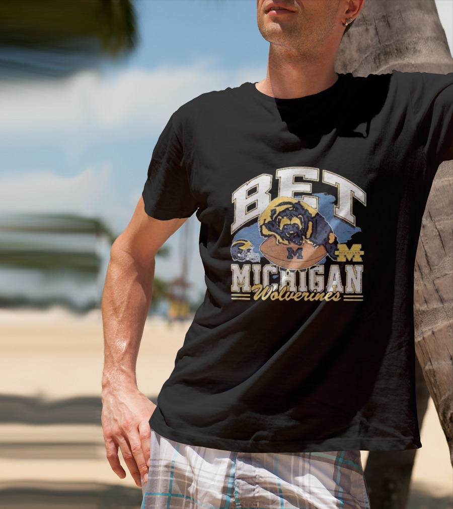 Bet Michigan Wolverines Helmet Football T-Shirt