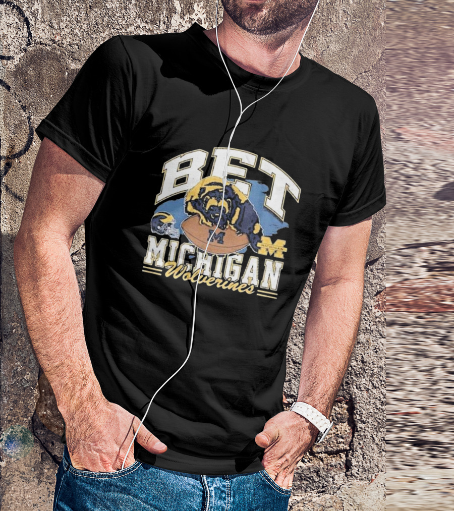 Bet Michigan Wolverines Helmet Football T-Shirt