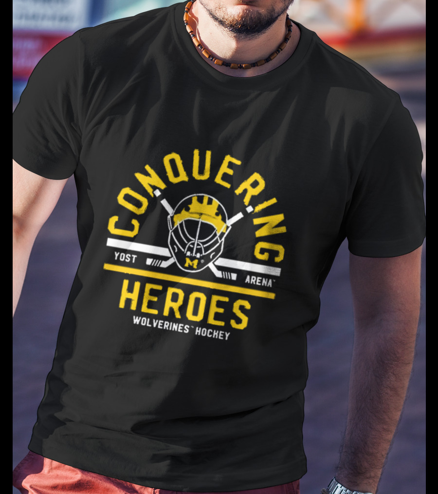 Conquering Heroes Yost Arena Wolverines Hockey T-Shirt