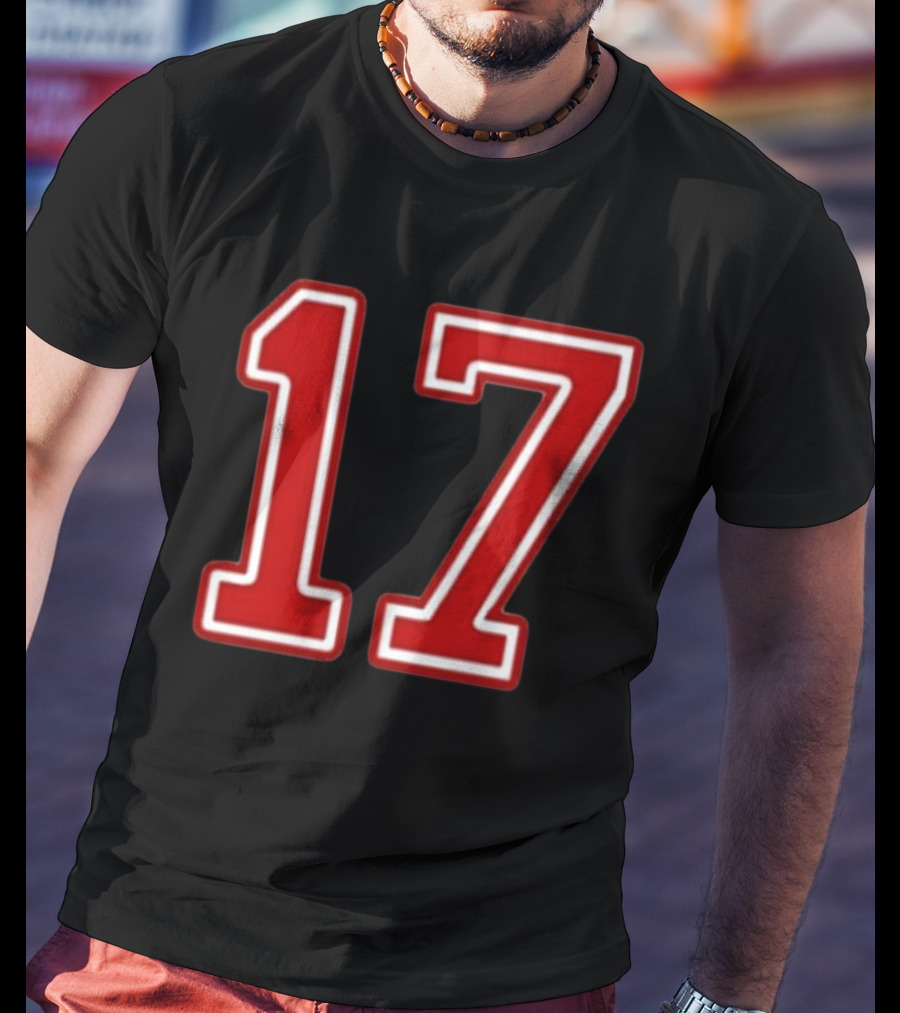 Tate Mcrae Exes Number 17 Red Bold Print T-Shirt