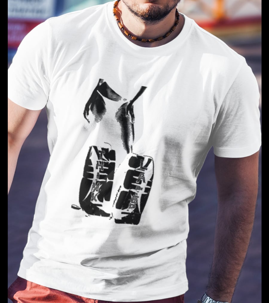 Tatemcrae Think Later Bold Legs Striking Pose In Monochrome T-Shirt