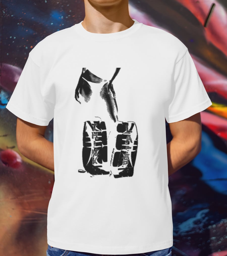 Tatemcrae Think Later Bold Legs Striking Pose In Monochrome T-Shirt