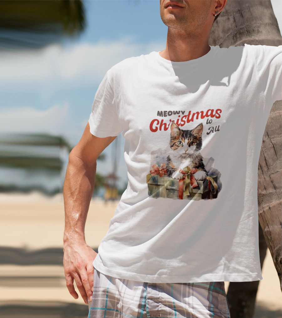 Meowy Christmas To All Cat In Gift Box T-Shirt