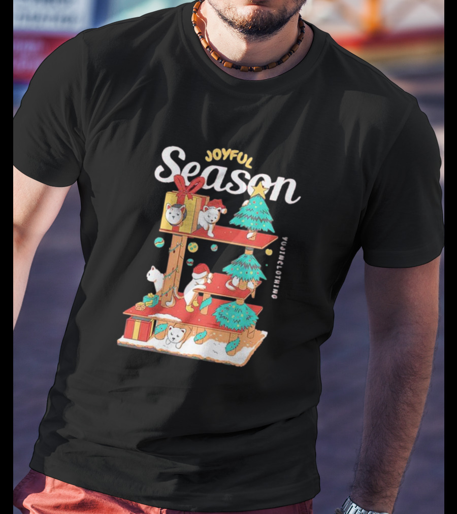 Joyful Season Merry Christmas Yujiinclothing Dog Tree T-Shirt