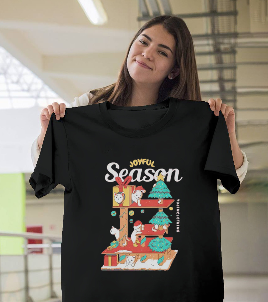 Joyful Season Merry Christmas Yujiinclothing Dog Tree T-Shirt