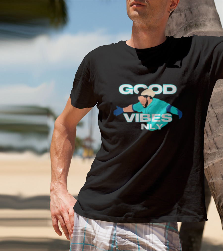 Geno Suarez Good Vibes Only Baseball-Themed T-Shirt