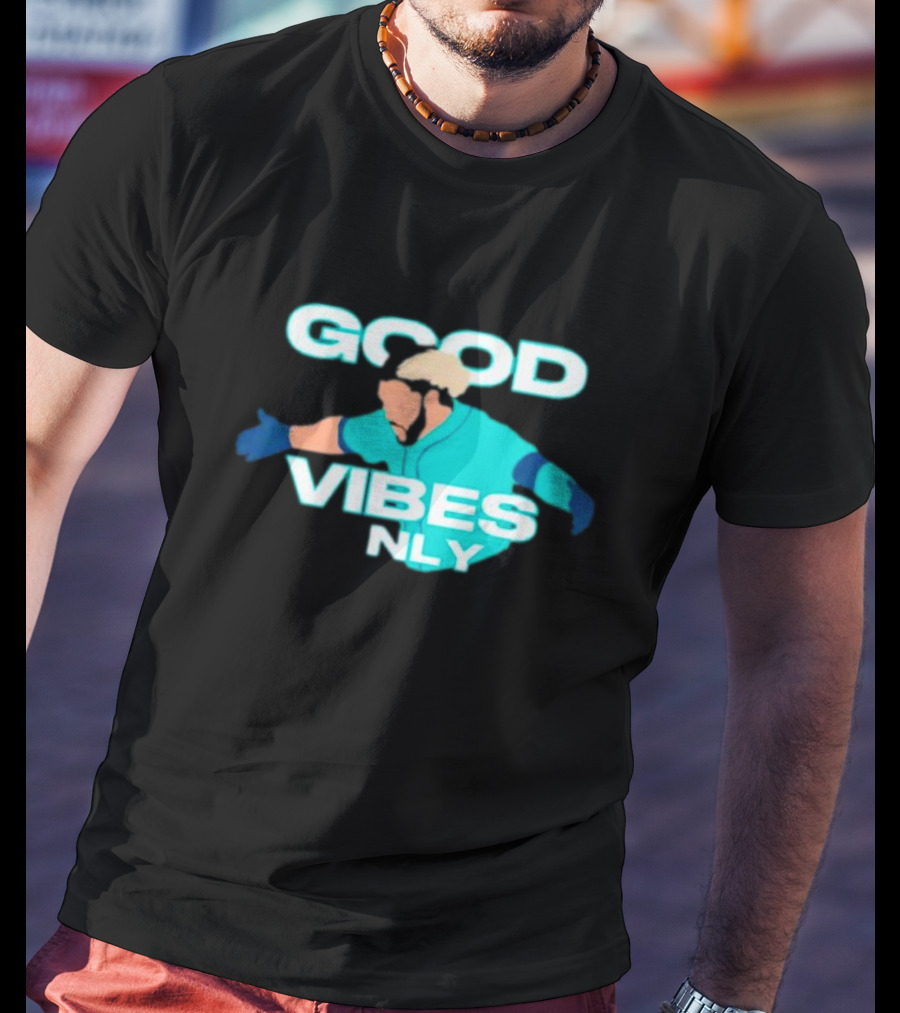 Geno Suarez Good Vibes Only Baseball-Themed T-Shirt