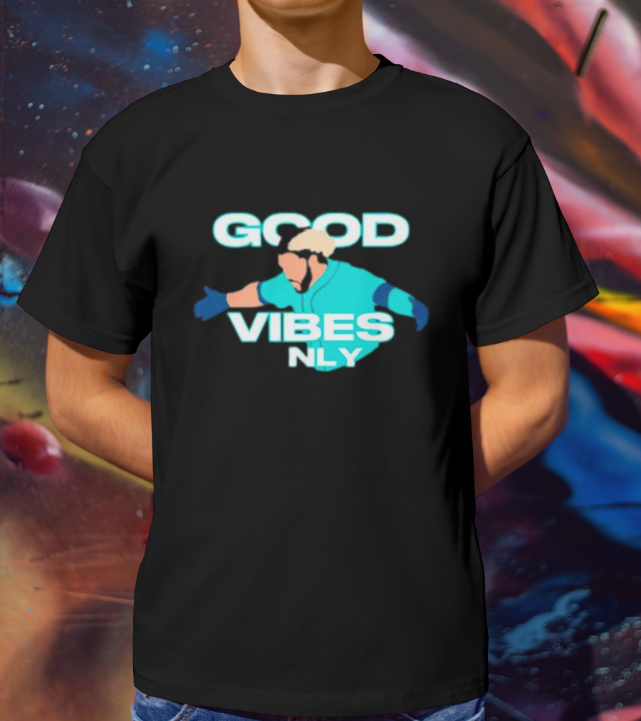 Geno Suarez Good Vibes Only Baseball-Themed T-Shirt