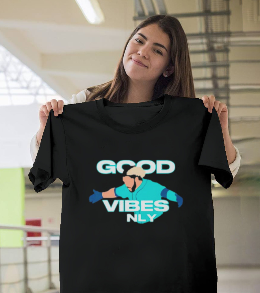 Geno Suarez Good Vibes Only Baseball-Themed T-Shirt