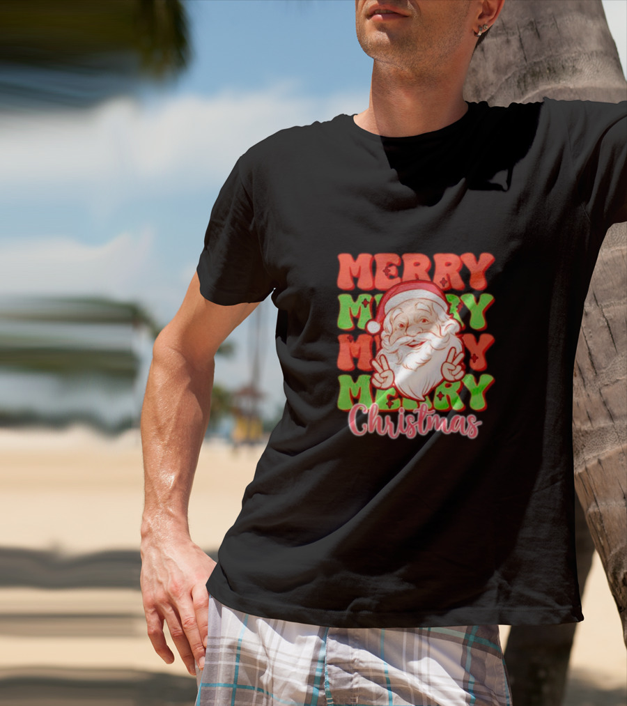 Merry Merry Merry Merry Christmas Santa T-Shirt