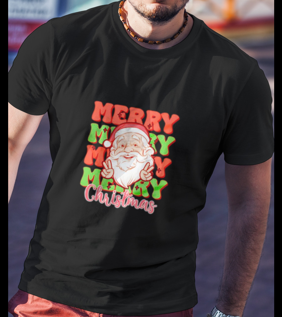 Merry Merry Merry Merry Christmas Santa T-Shirt