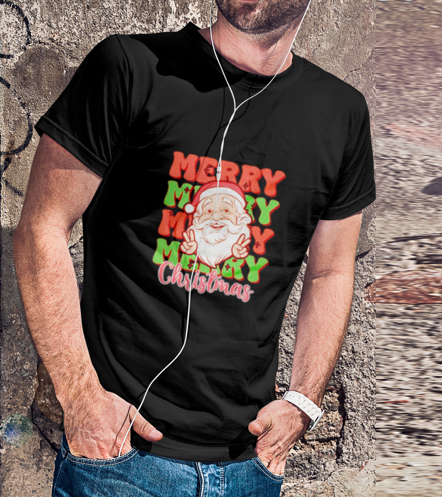 Merry Merry Merry Merry Christmas Santa T-Shirt