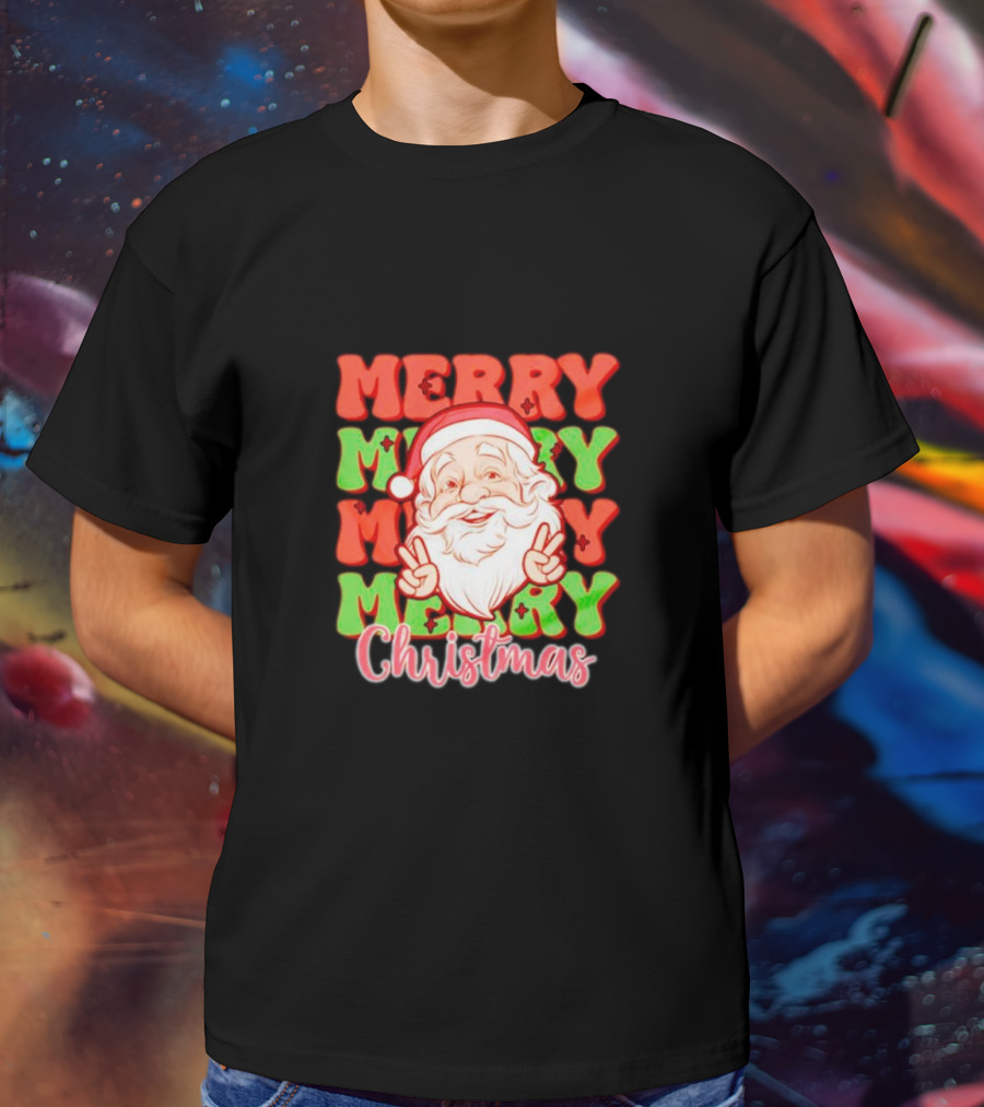 Merry Merry Merry Merry Christmas Santa T-Shirt