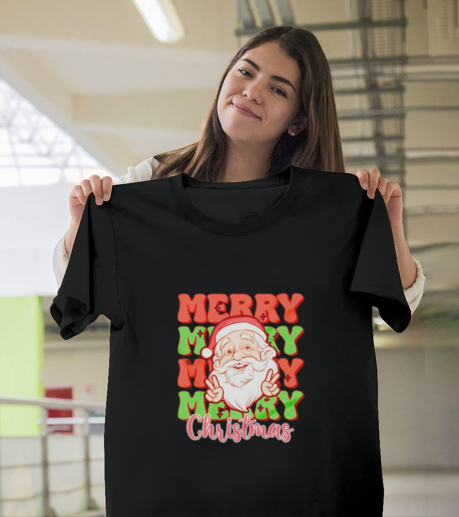 Merry Merry Merry Merry Christmas Santa T-Shirt